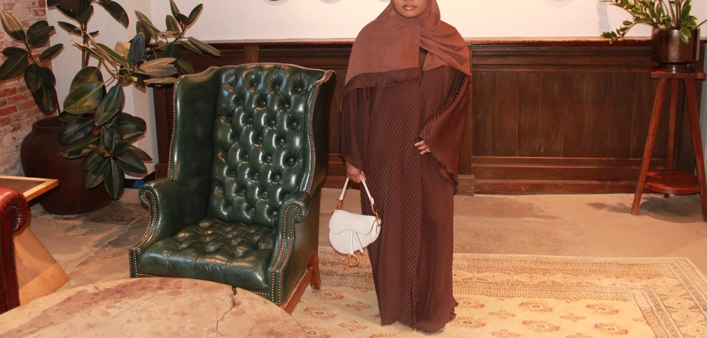 Pleated Mocha Abaya
